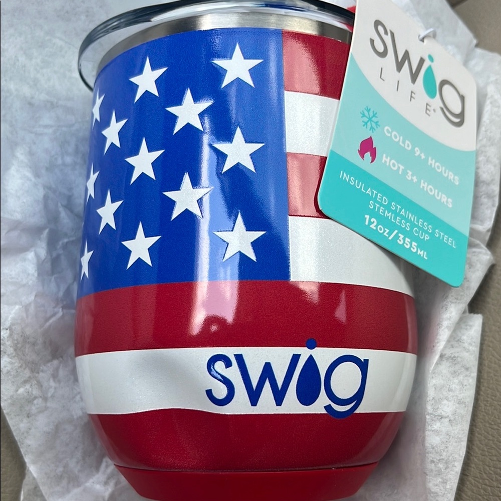 Swig American Flag Insulated stainless steel stemless wine glass Cup